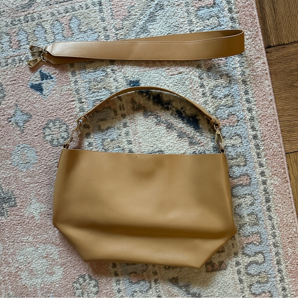 leatherology elizabeth small bag in tan with long and short straps